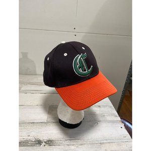 The Game Pro orange black closed back trucker hat green C on front size Medium